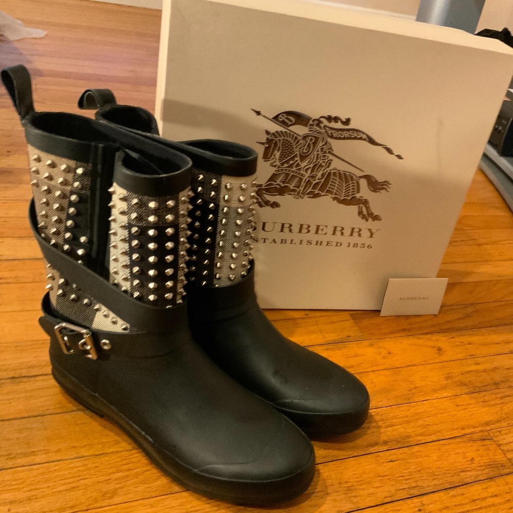 Burberry Holloway studded coated ankle boots